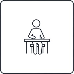 Simple Line Icon of a Person Sitting at a Desk.