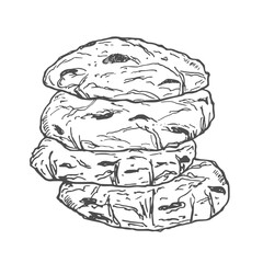 Hand drawn ink sketch cookies. Oats cookies sketch