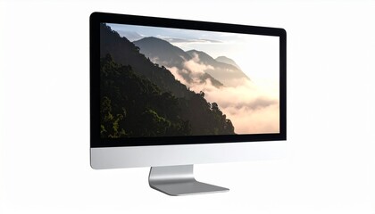 iMac desktop showing desert dunes under moonlight&mdash;mountains and night sky enhance nature-themed display.