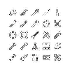 Fototapeta premium Comprehensive Collection of Industrial Engineering Tools Mechanical Hardware and Technical Equipment Icons. 