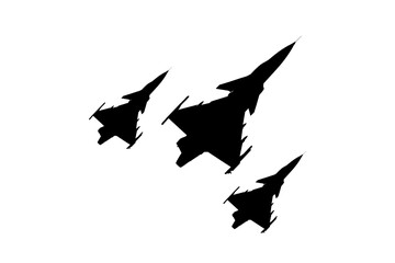 Fighter jet icon. Modern Fighter Jet Silhouette Isolated on transparent, isolated  Background