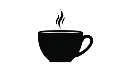 Obraz premium a simple black illustration depicts a steaming cup of coffee or tea a common beverage shown in a minimalist silhouette