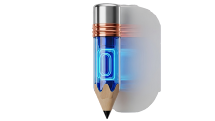Futuristic Pencil with Neon Blue Core