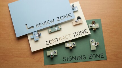 Business Office Zones Concept with Miniature Desks
