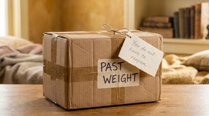 Cardboard Box with Shipping Label and Message Tag