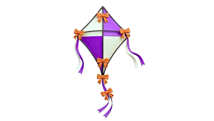 Purple and Cream Kite with Orange Bows
