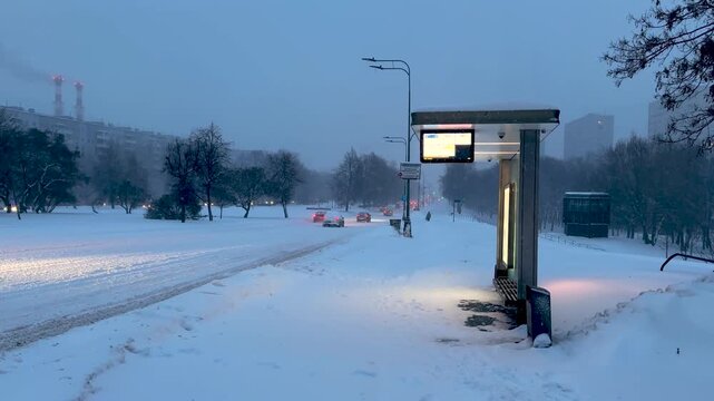 Snow Hurricane Frances sweeps roads and public transport stops