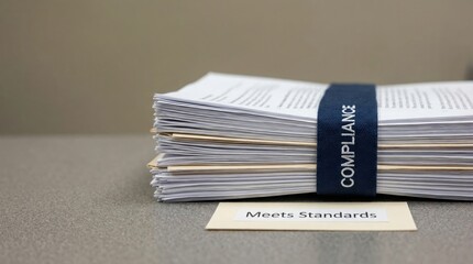 Compliance Documents Meeting Standards on Muted Backdrop