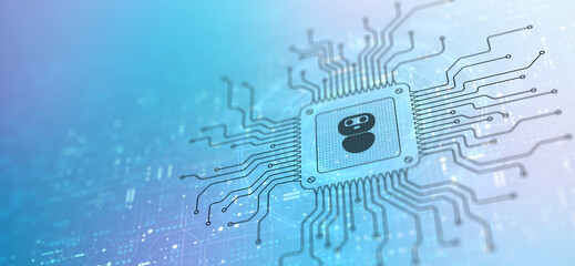 Chat Bot Automating Customer Support Illustrated on a Processor.