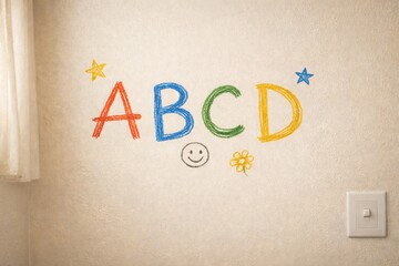 Colorful Alphabet Letters on Wall Childhood Education Learning Concept