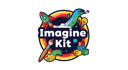 Colorful Imagine Kit Art Supplies Logo.