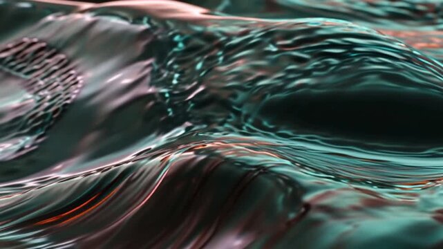 Vibrant abstract glass shapes floating dark space, liquid crystal motion, translucent prisms curved glass ribbons slowly flowing harmonic movement, refractive light dispersion, rainbow gradient colors
