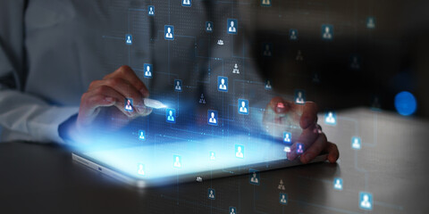 Workforce management interface displaying connected people within digital HR systems.