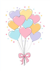 Herzf&ouml;rmige Luftballons in Pastellfarben als Symbol f&uuml;r Liebe, Romantik und Freude &ndash; ideales Motiv f&uuml;r Valentinstag, Hochzeit, Geburtstag, Social Media, Werbung und emotionale Kampagnen