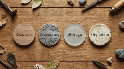 Data Storage and Processing Concept Discs on Wood