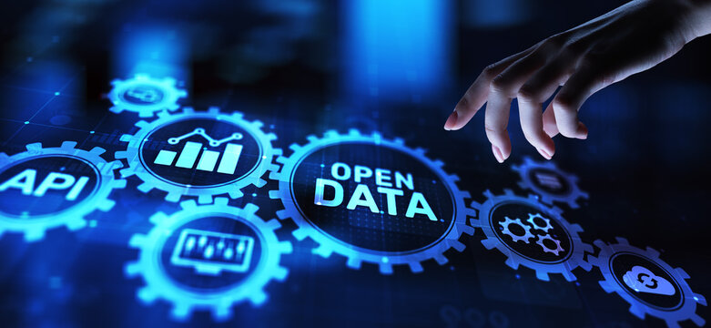 Open data database integration api internet technology concept.