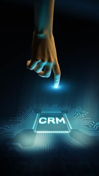 CRM Customer Relationship Management Enhancing Client Engagement and Business Growth Technology Concept Illustrated on Processor.