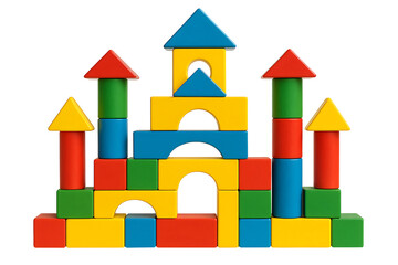 Children&rsquo;s Educational Construction Toy Made of Bright Geometric Blocks Forming Fantasy Fortress