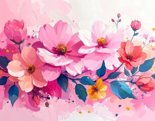 春らしいピンクの花のイラスト