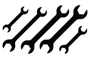 Wrench Silhouette Collection for Repair and Maintenance