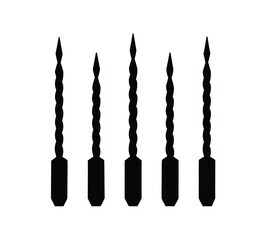 Long Spiral Auger Drill Bit Silhouette Set
