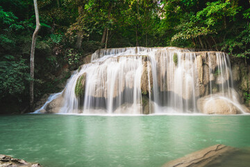 beautiful Sai Yok Noi Waterfall in National Park near Death Railway at Kanchanaburi, Thailand