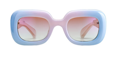 This design features bubble-style sunglasses with a soft puffy frame in pastel colors. The transparent background highlights the unique shape and style of the sunglasses