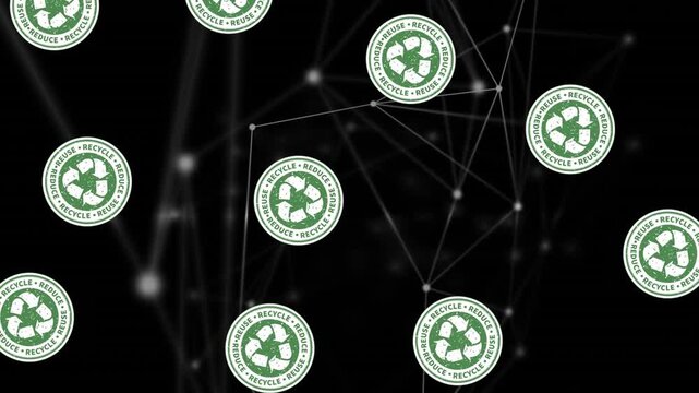 Animation of connections with recycling on black background