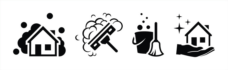 House Cleaning and Home Care Service Icon Set © febrian