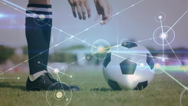Animation of network of connections over fit woman exercising