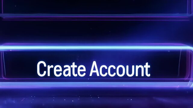 Futuristic digital interface displaying Create Account prompt with neon blue accents and sleek design elements