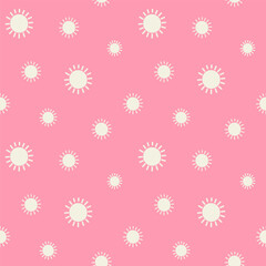 Cheerful White Suns Pattern on Pink Background