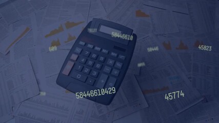 Animation of numbers floating over vintage calculator - Powered by Adobe
