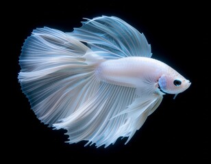 Translucent Betta Fish with Flowing Glowing Fins