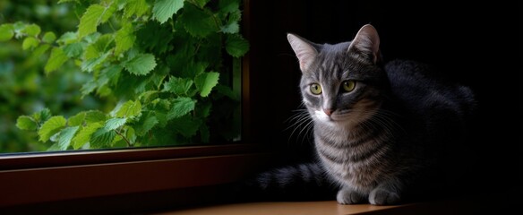 cat lounging on the windowsill like a tiny king surveying its kingdom outside