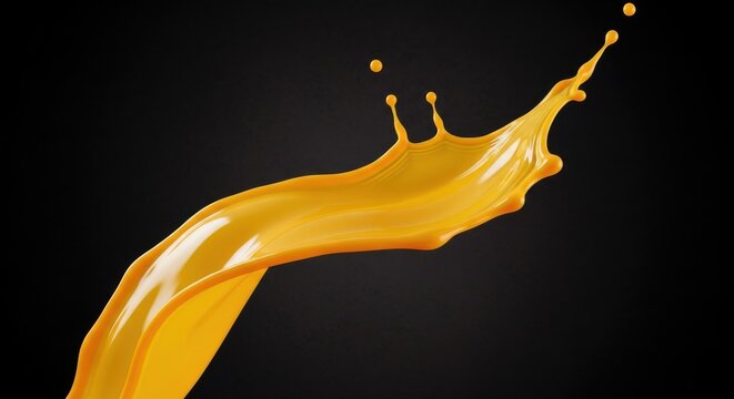 A bright yellow liquid splash frozen mid air against a dark background.