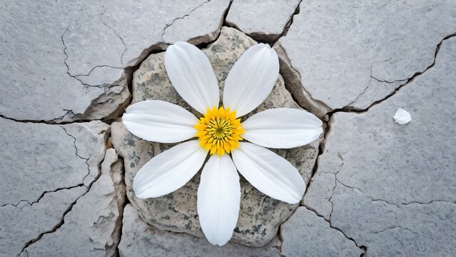 Single White Flower in Broken Ground
