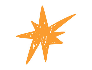 Hand Drawn Crayon Star. Celestial sparkle chalk textured element pastel sketched icon and twinkling shape. Vector illustration featuring colorful figure, party decoration on chalkboard background.