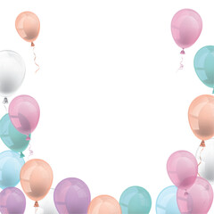Pastel Colored Balloons White Background