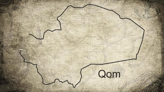 Qom map drawn on a cartography background sheet of paper