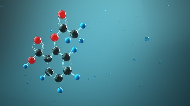 3D illustration Molecule Acetylsalicylic Acid.