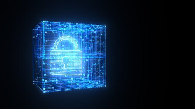 3D illustration Cyber Security Lock Animation &ndash; Digital Data Protection and Network
