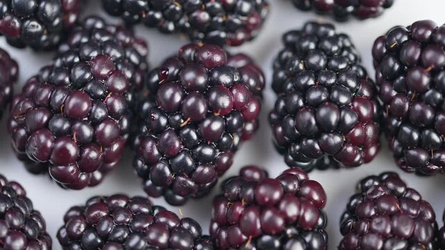 Berry cluster closeup, Vivid blackberries in detail, Close image of glossy ripe blackberries, Detailed highquality photograph capturing vibrant luster of fresh ripe blackberries