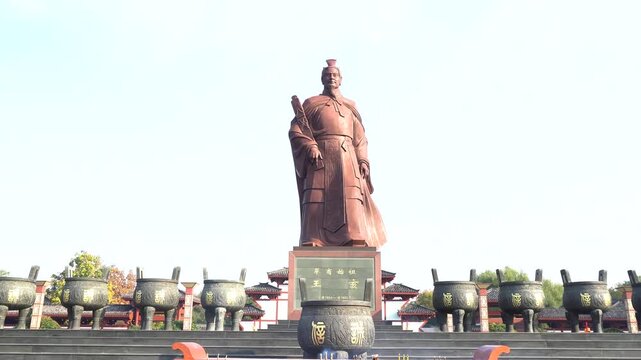 HuoShen Tai in Shangqiu City, Henan Province, China, also known as QueBo Tai. The statue of Wang Hai, who is regarded as the ancestor of Chinese merchants. 