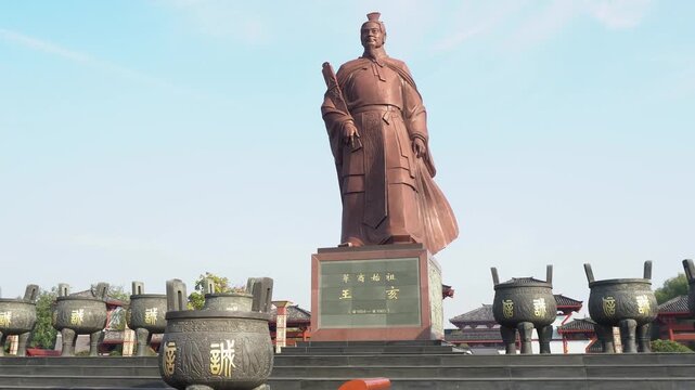 HuoShen Tai in Shangqiu City, Henan Province, China, also known as QueBo Tai. The statue of Wang Hai, who is regarded as the ancestor of Chinese merchants. 
