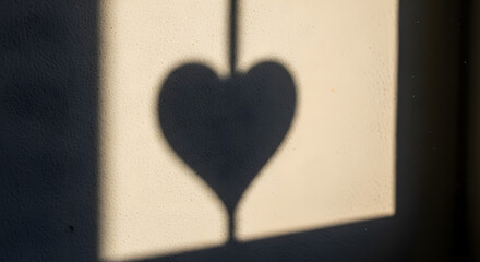 A heart-shaped shadow graces a wall, evoking feelings of affection, love, and light, perfect for romantic and sentimental themes.