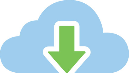 Obraz premium Cloud storage download icon with green arrow