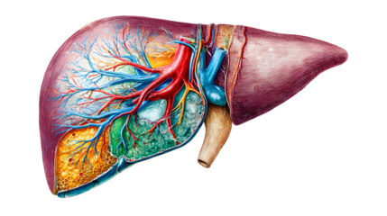 Human Liver Anatomy Illustration Detailed Medical Organ Isolated on White Background