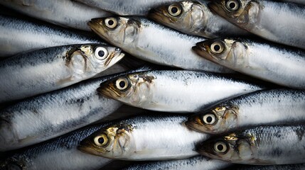 Obraz premium Freshly caught Atlantic herring background pattern