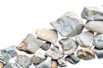 This shows a top view of a gravel walkway. The scene includes smooth pebbles with varying shapes and sizes on a clear background. This can be used for various design projects